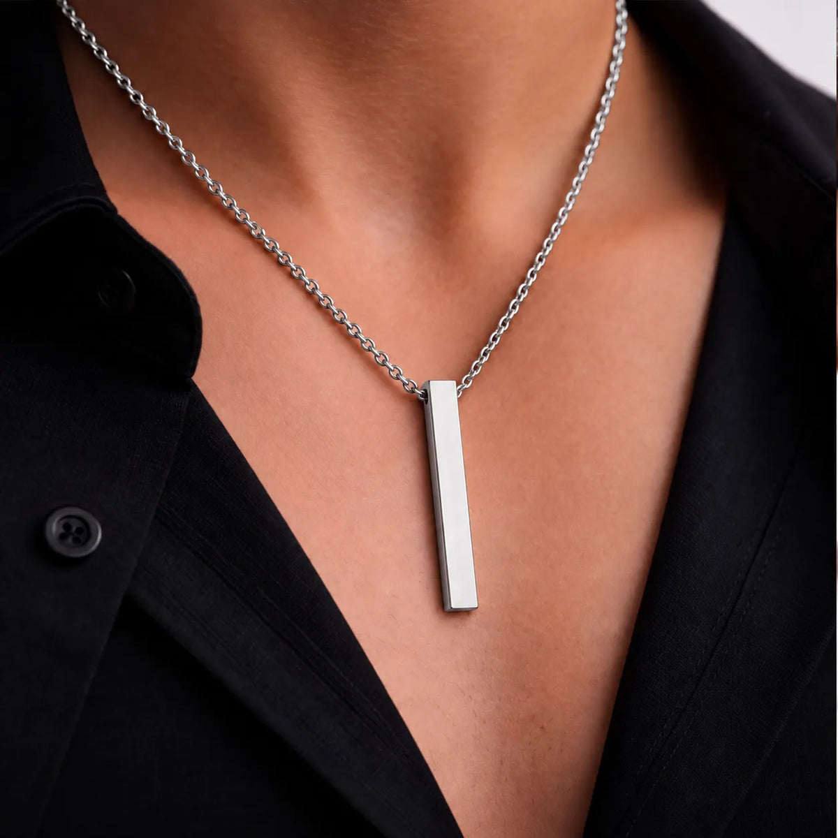 Cuboid Silver Men's Chain Pendant