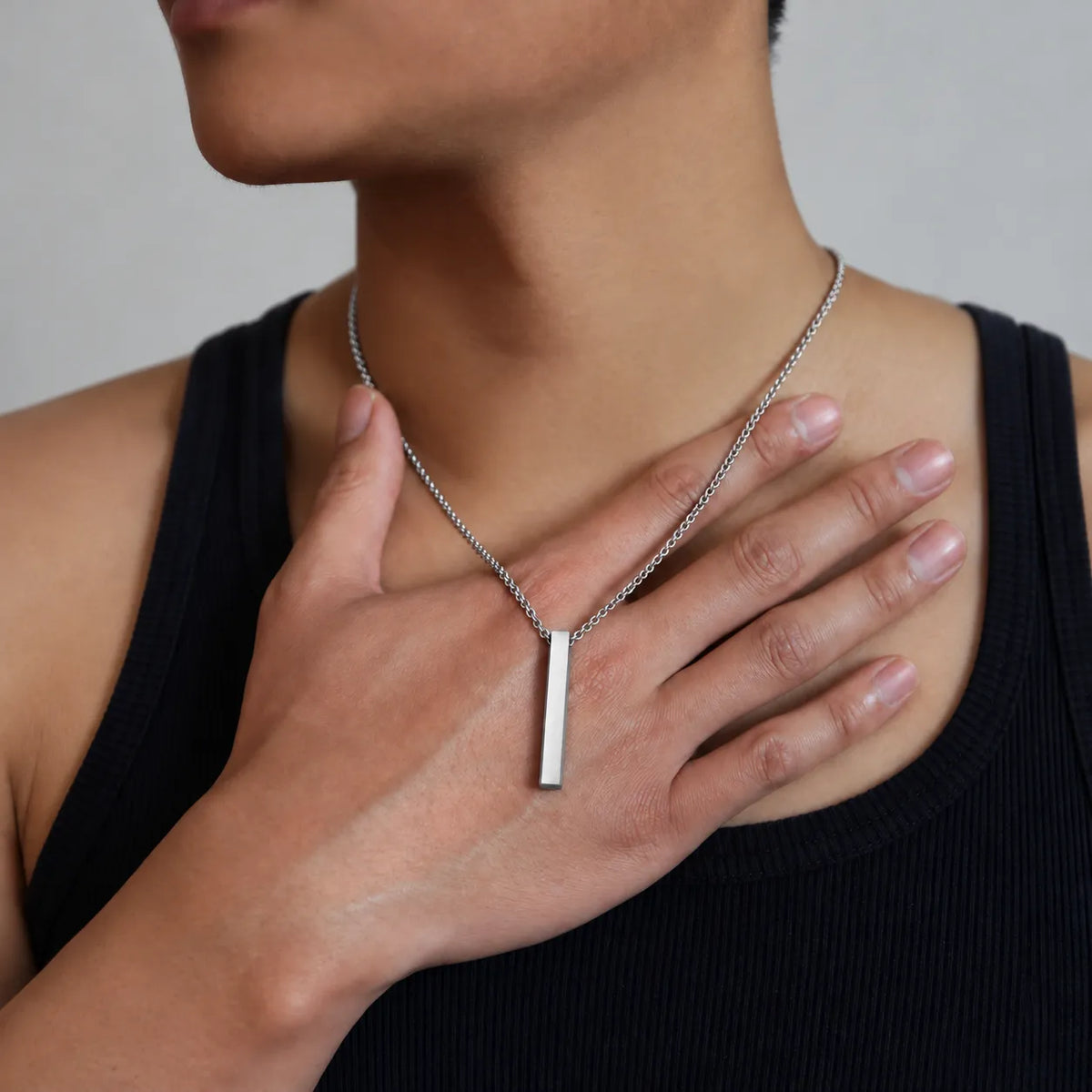 Cuboid Silver Men's Chain Pendant