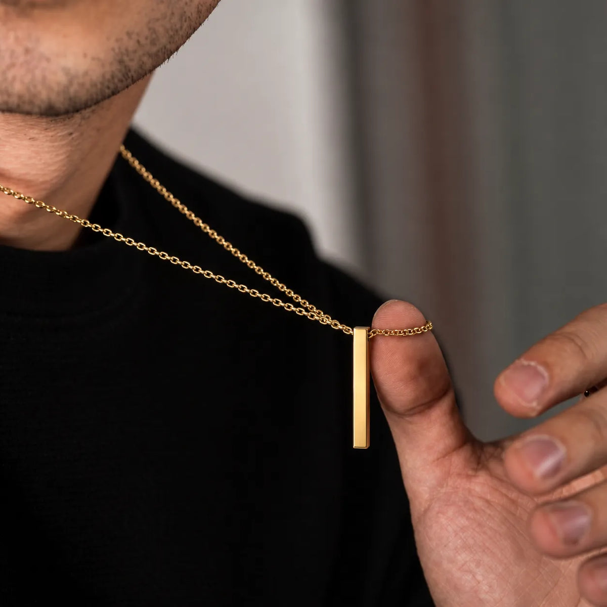 Cuboid Gold Men's Pendant Chain