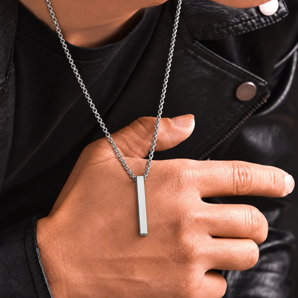 Cuboid Silver Men's Chain Pendant