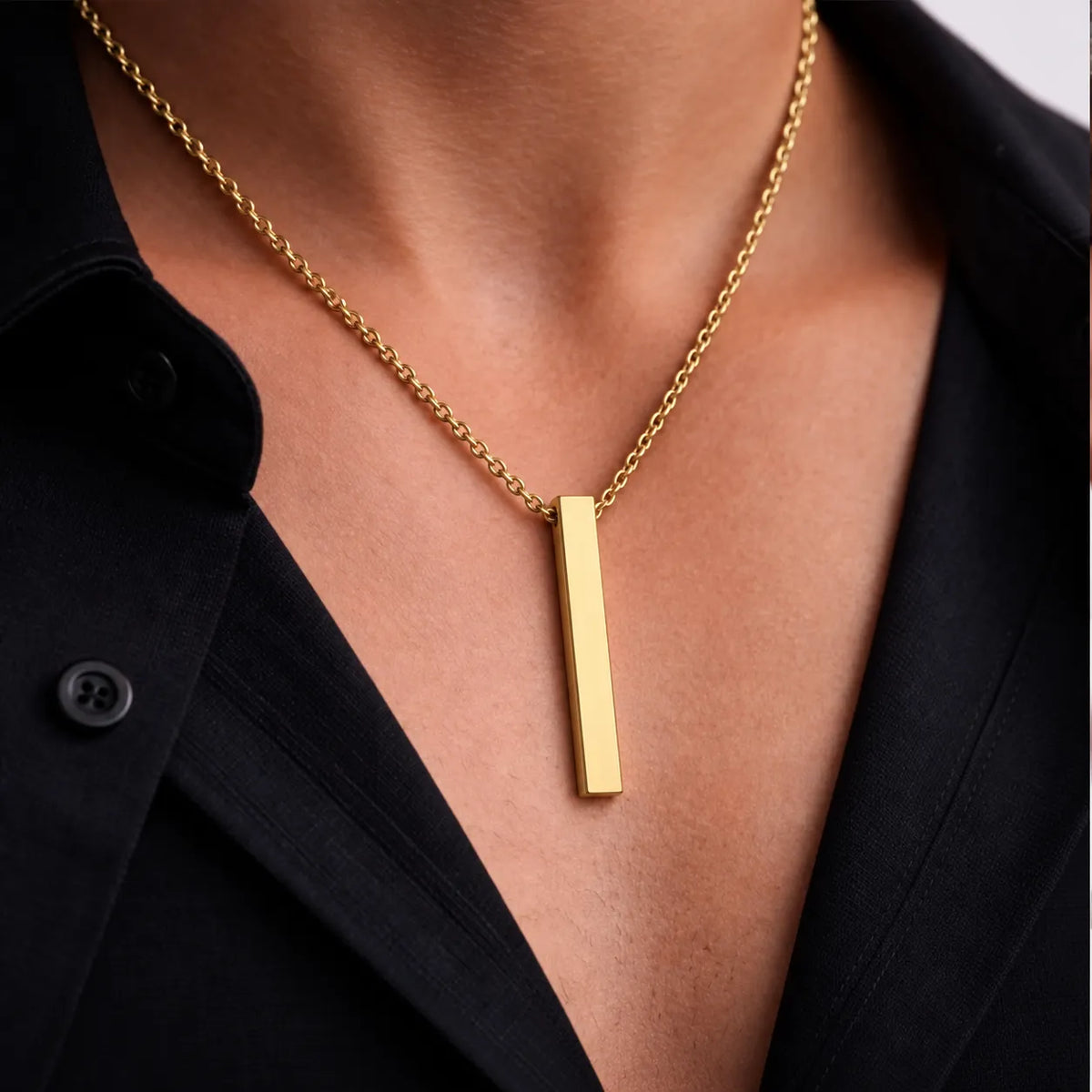 Cuboid Gold Men's Pendant Chain