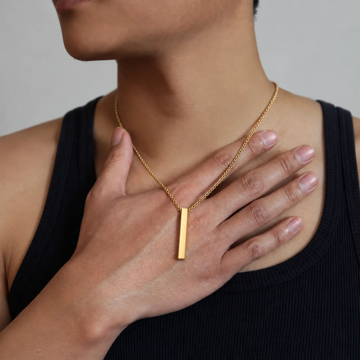 Cuboid Gold Men's Pendant Chain