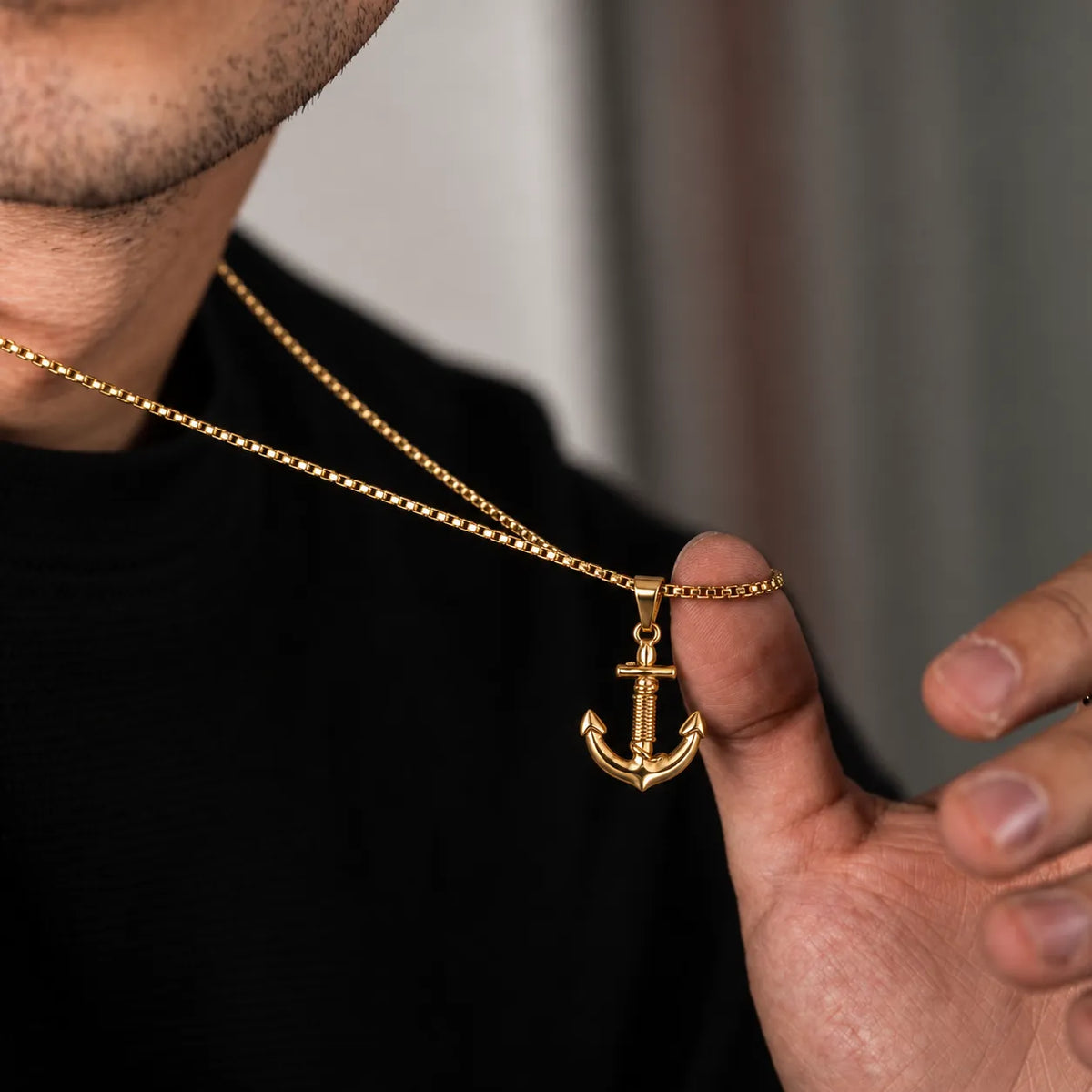 Anchor Gold Men's Chain Pendant