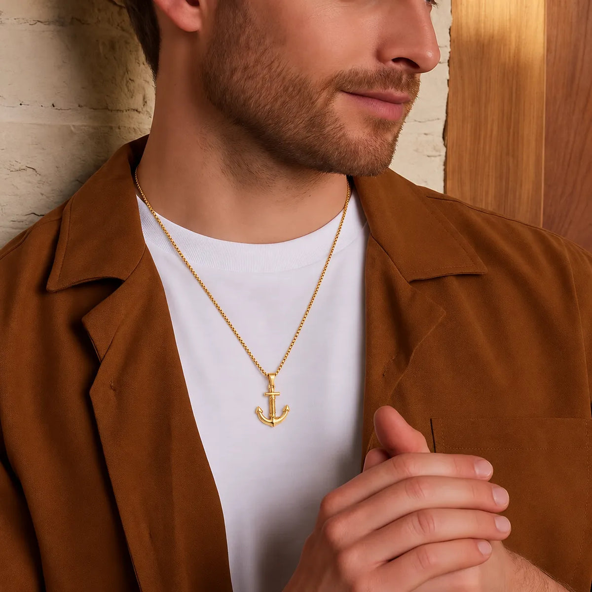 Anchor Gold Men's Chain Pendant