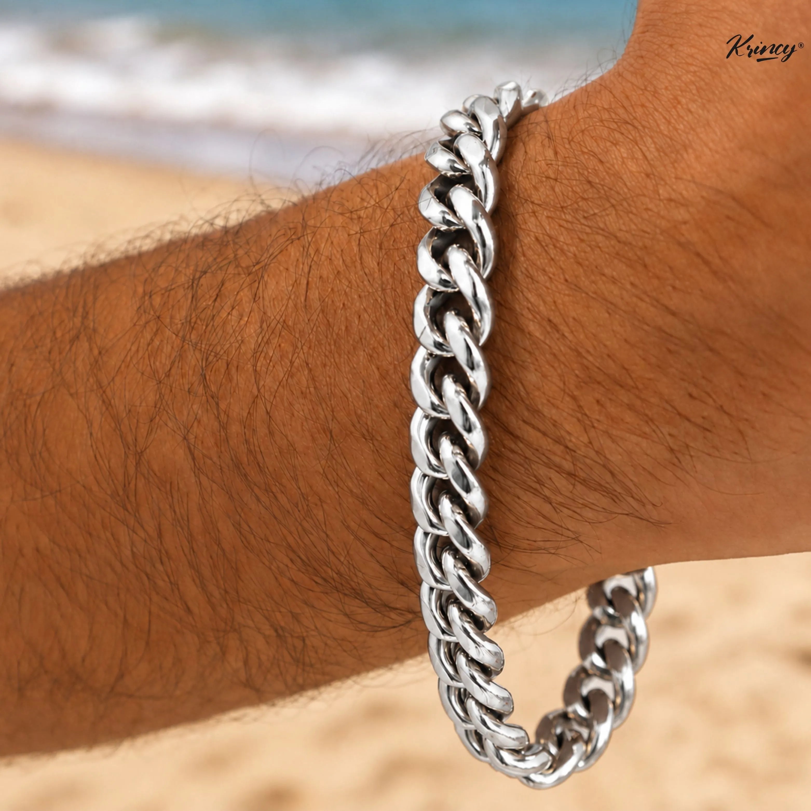 Cuban Silver Men's Chain Bracelet